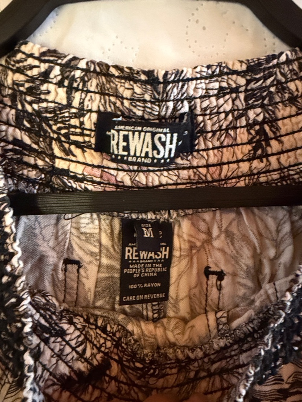 Rewash Black & Blush Tropical Print Jogger Pants - Picture 2 of 6